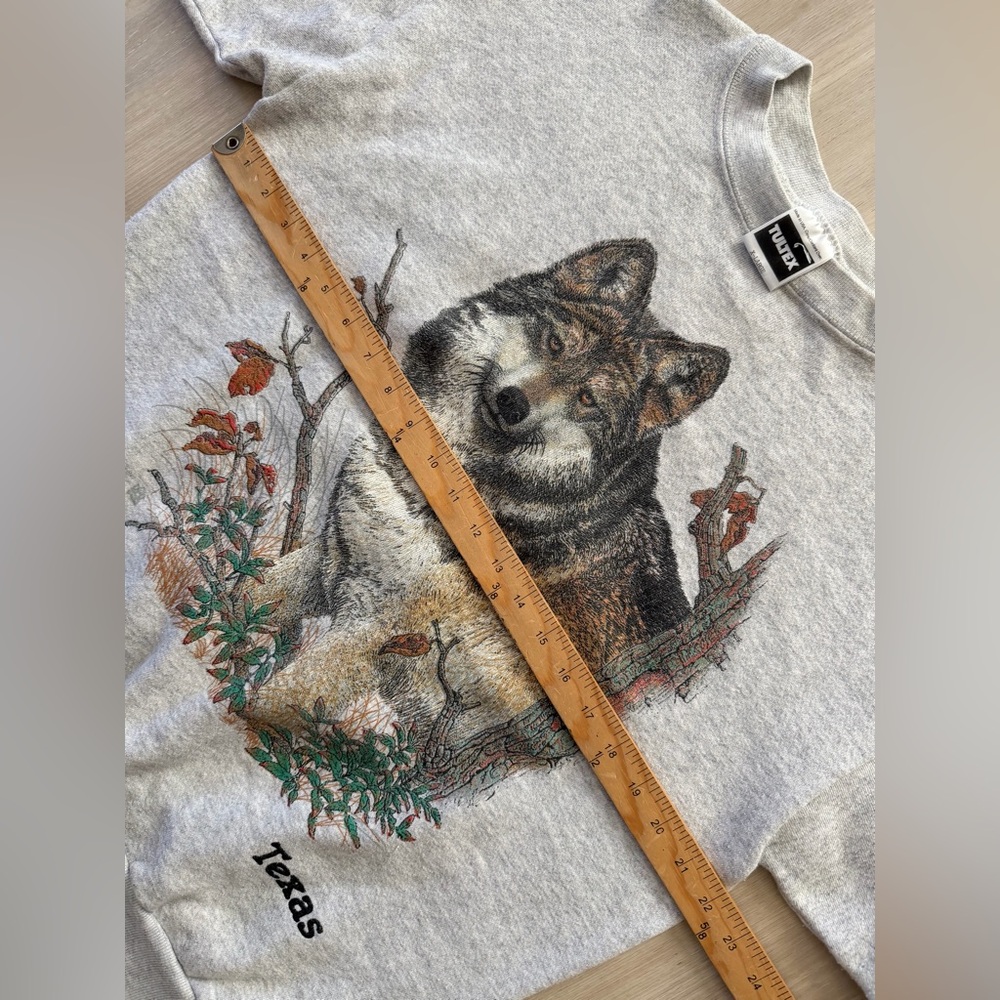 Vintage 90s Texas Gray Wolf Graphic Sweater Sz XL Nature Outdoors - Picture 4 of 6